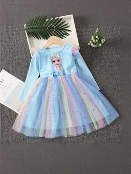 Oh Rare - Girls Multi-Color Graphic Printed Princess Dress