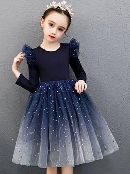 Oh Rare - Girls Black Starry Sky Mesh Tulle Puffy Princess Party Dress