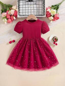 Oh Rare - Girls Maroon Embellished Princess Party Dress