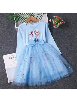 Oh Rare - Girls Blue Elsa Frozen Puffy Tulle Princess Dress