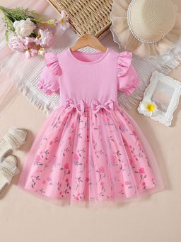 Oh Rare - Girls Pink Floral Printed Dress