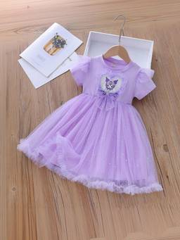 Oh Rare - Girls Lavender Embellished Kuromi Party Dress