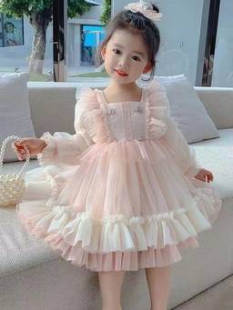 Oh Rare - Girls Pink Princess Embellished Party Wear Dress