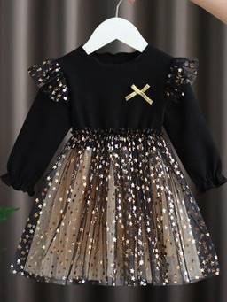 Oh Rare - Girls Black Embellished Fairy Tulle Princess Dress