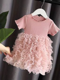 Oh Rare - Girls Pink Spliced Tulle Princess Party Dress