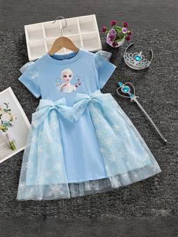 Oh Rare - Girls Blue Elsa Aisha Frozen Stylish Puffy Tulle Princess Dress