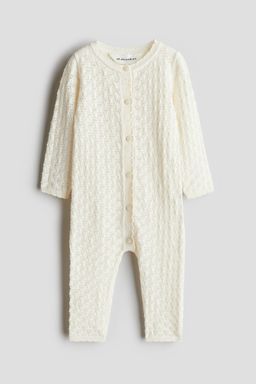H&M - Unisex White Pointelle Cotton Romper Suit