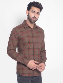 CRIMSOUNE CLUB - Mens Brown Checked Shirt