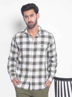 CRIMSOUNE CLUB - Mens Olive Checked Shirt