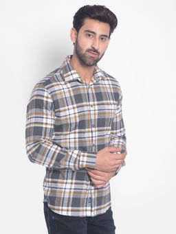 CRIMSOUNE CLUB - Mens Grey Checked Shirt