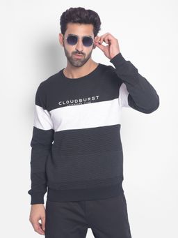CRIMSOUNE CLUB - Mens Black Colourblocked Sweatshirt