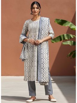 Libas - Off White Silk Blend Printed Kurta Sets for Women