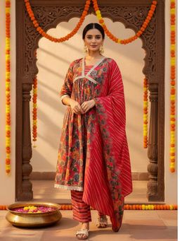 Libas - Pink Silk Blend Printed Kurta Sets for Women