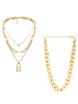 Jewels Galaxy - Jewellery For Women Gold-Plated Layered Necklace (Set of 2)