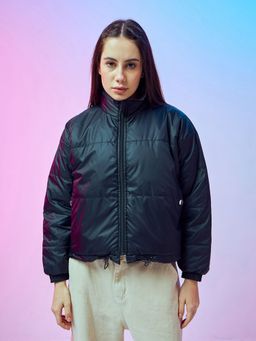 Bewakoof - Women's Black & Blue Reversible Oversized Jacket