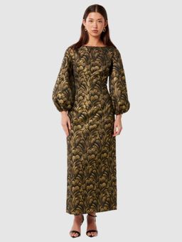 Forever New - Gold Mona Jacquard Maxi Dress