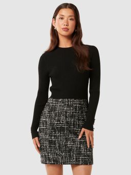 Forever New - Black Gina Boucle Knit Mini Dress