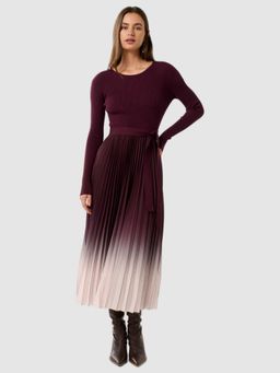 Forever New - Wine Harmony Crew Ombre Pleat Midi Dress (Set of 2)
