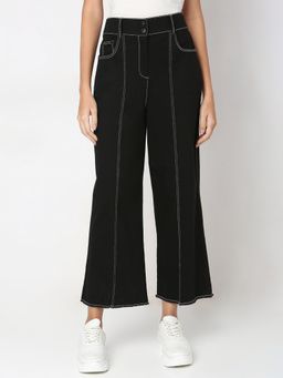 VERO MODA - Black Wide Leg Stich Line Jeans