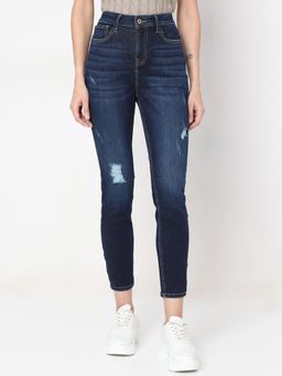 VERO MODA - Dark Blue Distressed Skinny Fit Jeans