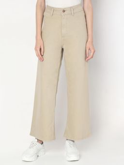 VERO MODA - Beige Wide Leg High Rise Jeans