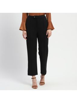 Madame - Solid Black Pleated Gurkha Trouser