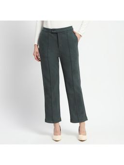 Madame - Solid Green Pleated Gurkha Trouser