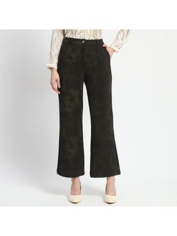 Madame - Green Jacquard Boot Cut Fit Green Trouser