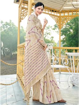 EXCLUSIVA - Purple Cotton Saree with Unstitched Blouse