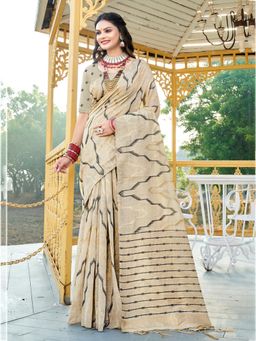 EXCLUSIVA - Black Cotton Saree with Unstitched Blouse