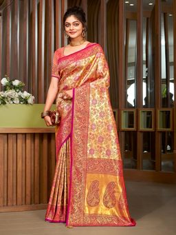 EXCLUSIVA - Purple Handloom Silk Saree with Unstitched Blouse