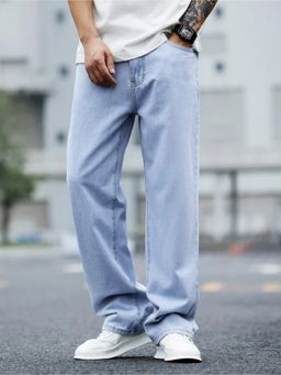 Off Duty India - Off Duty Slate Blue Baggy Fit Rigid Jeans