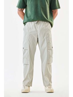 Snitch - Beige Solid Relaxed Casual Cargo Pants for Men