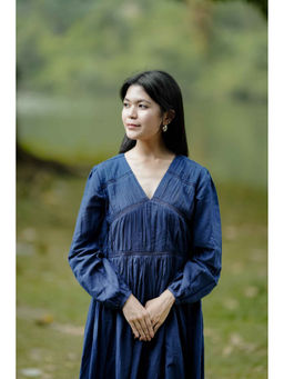 Five Thirty Somewhere - Navy Blue After The Rain (Test) Maxi Full Sleeves Dress