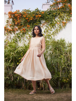 Five Thirty Somewhere - Beige Portobello Road Pleated Midi Sleeveless Dress