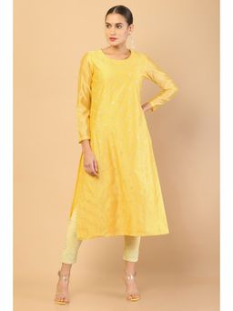 Soch - Women Mustard Embroidered Kurta