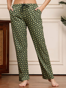 Kanvin - Womens Green Printed Pyjama