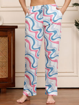 Kanvin - Womens Blue Printed Pyjama