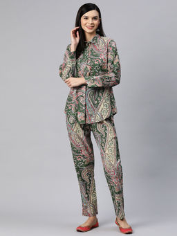 Readiprint - Shirt Style Cotton Fabric Green Color Co-Ord (Set of 2)