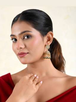 Prestones - White Iraaya Jhumka Earrings