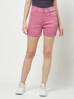 CRIMSOUNE CLUB - Women Pink High Waisted Shorts