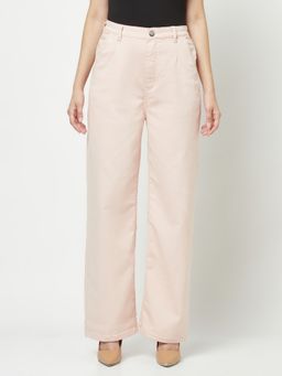 CRIMSOUNE CLUB - Women Light Pink Wide Leg Jeans