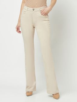CRIMSOUNE CLUB - Women Beige Boot Cut Jeans