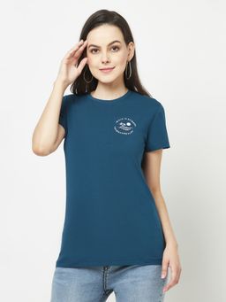 CRIMSOUNE CLUB - Women Teal Logo Block T-Shirt