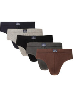 Classic Polo - Men Cotton Solid Relaxed Fit Multicolor Briefs (Pack of 5)