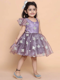 Titrit - One Side Shoulder Organza Party Dress Purple