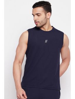 Parcel Yard - Navy Blue Men Polyester Sports Sleeveless Vest