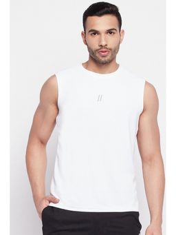 Parcel Yard - White Men Polyester Sports Sleeveless Vest