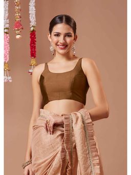 SALWAR STUDIO - Silk Sleeveless Padded Square Neck Readymade Blouse