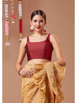 SALWAR STUDIO - Silk Sleeveless Padded Square Neck Readymade Blouse